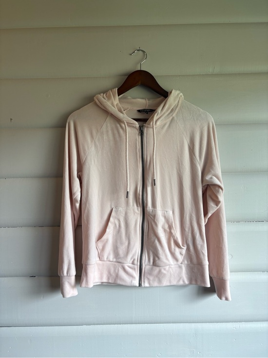 Tops - 2/$35 Velour Zip Up Hoodie Light Pink Velvet XS